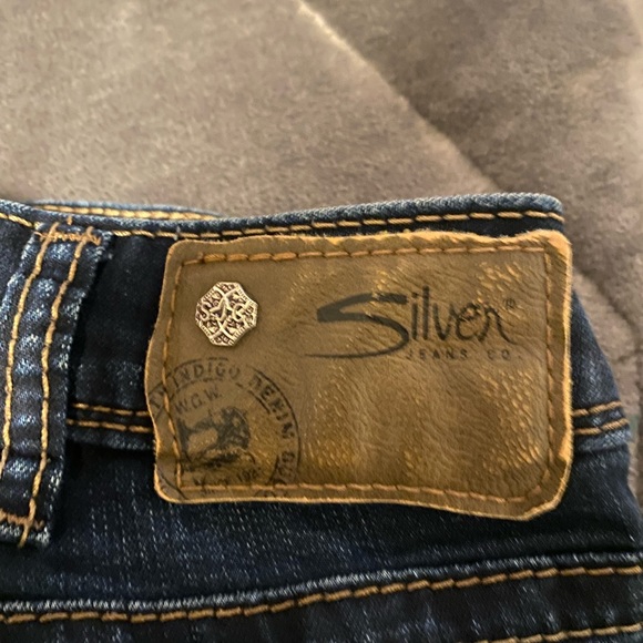 Blue low-rise silver mid-straight jeans. Waist 30 length 32 - Picture 4 of 5